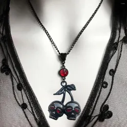 Pendant Necklaces Gothic Skull Cherry Charm Necklace Women Man Fashion Pagan Jewelry Accessorie Gift Moth Cross Vampire Witchcraft Choker