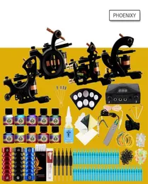 Kit de tatuagem profissional 4 Máquina de tatuagem Conjunto de 10 cores Pigmento Acessórios para fonte de alimentação LCD Conjunto de kits completos