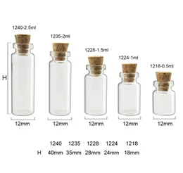 100 PCs pequenos frascos de vidro de vidro mini desejando rolhas de cortiça garrafas de vidro contra -contêineres 05ml 1ml 15ml 2ml até 5ml3958515