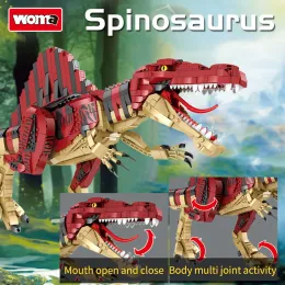 Big Dinosaur Building Block Jurassic Tyrannosaurus Rex Mundo 2 DIY Assembléia Bricks Figuras Dino Pterossaur Toy Kids Dinosaur Presente