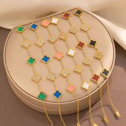 Luxus Clover Designer Armband 18K Gold plattiert Charm Bangle Love Fünf Blumen Blumen Armbänder Kettenbänder für Frauen Hochzeit Schmuckparty