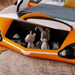 Nuovo letto per bambini alla moda per ragazzi mobili per la camera da letto Forma di stoccaggio nascosto Finitura in pelle Finitura a doppio letto Full Size