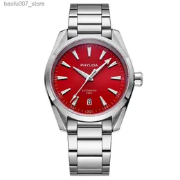 Wristwatches PHYLIDA new red dial Aqua 150m automatic sapphire crystal NH35A wrist WR male diver