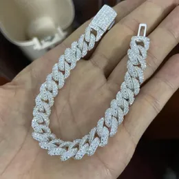 Chains Meisidian 6 - 24 Inches 10mm Width S925 Cuban Chain Full Out VVS D Moissanite Diamonds250Z
