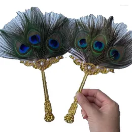 Dekoratif figürinler tavus kuşu tüy fan kulak toplama aracı elle tutulan fırça atış pervane gelin kapağı