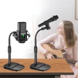 Ny 2024 Microphone Stand Desktop TripoD Portable Table Stand Justerbar Mic Stand Mic Clip Holder Bracket med baslätt BracketPortable