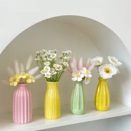 Mini keramik blomma vas färgglad hydroponic behållare för blommor torr blomma arrangemang potten nordisk skrivbordsdekor semester gåva