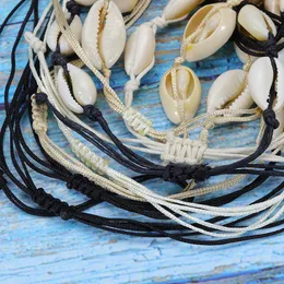 Богемские натуральные морские раковины браслеты для женщин Мужчины Лето песчаное пляжное пляжные струнные сети