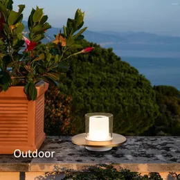 Candle Holders High-end Brushed Brass Memory Function LED Light Source Candela Lampe De Chevet Ornaments For Villa Home Goods