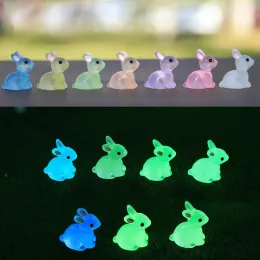 20pcs Luminous Rabbit Fatuetas brilharem no coelho escuro Ornamentos de figuras Moss Micro-Landscape Set Resin Craft Party