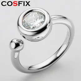 Anelli di cluster Cosfix 6,5 mm Solitaire Moissanite Open Open Testa regolabile per Women Mom 925 Gioielli sottili in argento sterling