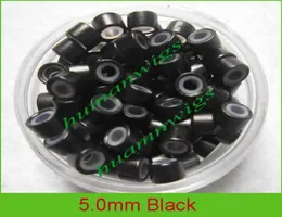 Micro anelli in silicone da 50 mm per i capelli piuma Extensionblack5000pcs Mix Color1047867