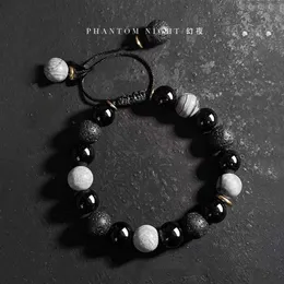 Pulseira de obsidiana de design de nicho para meninos de alto grau vulcão Stone Stone como um namorado presente