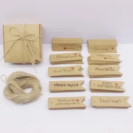 100pcs 7x2cm Kraft /Beyaz Renkli Kağıt Hediye Etiketleri 20m ip ile güzel bir gün /ev yapımı bebek duş etiketi parti dekorasyonu