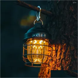 Lanternas portáteis mini metal vintage pendurado recarregável 3600mAh bateria de luz quente LED LANTERN LANTERN LIGHTWELT para DRO OT7V4 ao ar livre