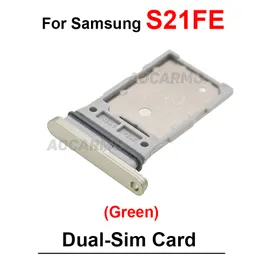 För Samsung Galaxy S21 Fe Single och Dual Sim Card Sim Tray Holder Socket Slot Reparation Bytesdelar Blue White