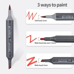 Finecolour جديد EF104 احترافية العلامة الكحول ذات الرؤوس المزدوجة رسم رسم رسم رسم الزيتي للمبتدئين اللوازم الفنية للمبتدئين