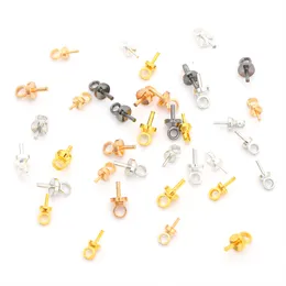 50pcs Brass Metal Charms Screw Eye Bails Beads End Caps Clasps Pins Connectors For DIY Pendant Jewelry Making Accessories