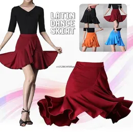 Stage Wear Women Latin Dance Skirt Ballroom Rumba Samba Tango Chacha Waltz Ruffles Skirts Wrap Dancewear Costume Performamnce Clothes Adult