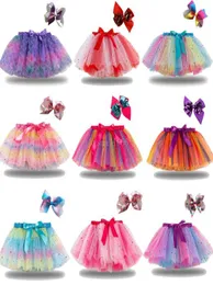 DHL meninas bebês tutu vestido doce arco -íris cor bebês saias com bandana conjunta crianças férias vestidos de dança tutus 21 colors7486914