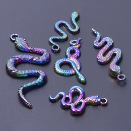 10st/Lot Mix Rainbow Punk Animal Snake Charm Alloy Pendants Diy Charm för smycken Making Halsband Hantverk Metal Bulk grossist