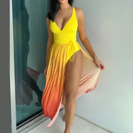 SWAME DAMILE Mini bikini sexy costume da bagno 2024 gonna a maglie a gradiente a due pezzi Bikini Set di vacanze pieghe slim cingoli