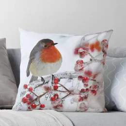 Kudde Robin Red Breast in Winter Throw Home Decor Artiklar Bed Pillow Cases Decorative Pillow Case