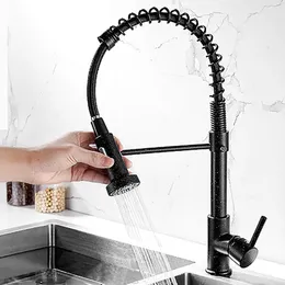 GEGVE PUT OUT PROUT KÖKS KRABUT Rotertable LED Light Spring Faucets Mässing Mixer Tap Stream Sprayer Head Hot Cold Water Taps