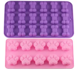 Mujiang Puppy Dog Paw and Bone Ice Trays Silicone Pet Treat Molds Soap Chocolate Jelly Candy Mold Cake Decorating Baking Moulds9309612