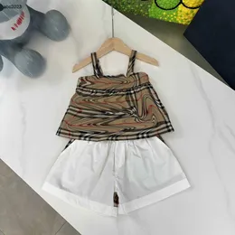 Klassiker baby spårdräkter flickor väst kostym barn designer kläder storlek 100-160 cm sommar camisole väst och skarv design shorts 24 aprril