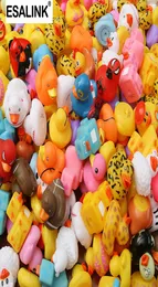 Esalink 100st Bath Toys Random Rubber Duck Multi Styles Duck Baby Bath Badrum Vatten Toy Swimming Floating Toy Duck 2010154873988