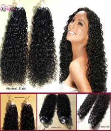 9a Extensões de cabelo micro anel 100 Cabelos virgens Humanos Curly Micro Loop Hair Extensions Natural Black 100g Factory Direct S9670610