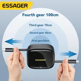 Essager USB C To Tpye C Cable PD 60W To Micro Lightning Fast Charging Data Travel Multi Functional Cord With Holder Storage Box