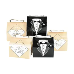 10pcs Braut und Bräutigam Candy Box European Style Chocolate Cookie Paper Box Hochzeit Gunst und Geschenk süße Tasche Souvenirs Partydekoration