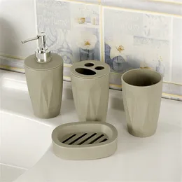 Badezimmerzubehör Set von 4 Strohseife Spender Toilette Zahnbürstenhalter Tasse Set Handy Badezimmer Haushalt Merchandises