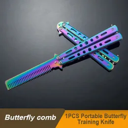 1st Portable Butterfly Training Knife Foldbar CSGO Balisong Trainer Pocket Flail Knife Uncut Blade Farterfly Comb for Training