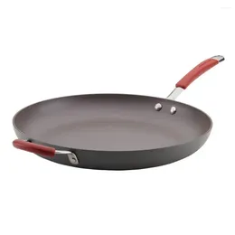 Tavalar Cucina sert anodize 14 "yardımcı sap kızılcık kırmızısı ile açık tava