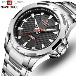손목 시계 남성 Naviforce 최고 럭셔리 브랜드 시뮬레이션 남성 스테인레스 스틸 방수 석영 시계 날짜 Reno Masculino