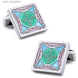 Cuff Links Hawson Fashion Brand Jewelry Colorful Enamel Cufflinks for men Wedding Dress with Luxury Free Gift Box Mens Cuff Links Y240411