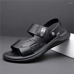 Sandaler Mäns topplager Cowhide Sandal Casual Beach Shoes äkta läder Sandalia de Cuero genuino Hombre
