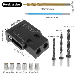 Pocket Hole Jig Kit 15-graders Angle Borr Guide Woodworking Drill Angle Guide Hole Puncher Locator Jig sned hålhållare Kit