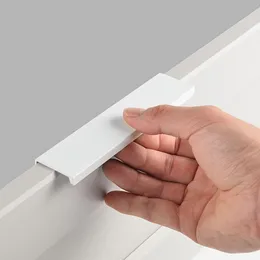 Белый скрытый шкаф для вытягивания ящиков Длинные тяги скрытые ручки алюминиевый сплав кухонный шкаф с 16 -миллиметровыми винтами