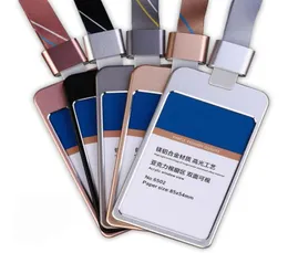 Badge Nome do escritório Sleeve Luxury Metal Aluminium Case Business Holder Frame Id Id Card Delter com requintado lanyard1273823