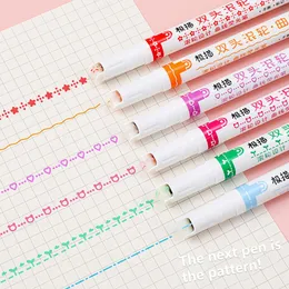 6Pcs Graffiti Coloring Pen Double Head Long Lasting Emphasize Key Points Marker Pen Daily Use