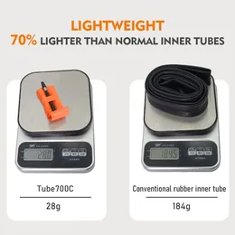 ThinkRider 28g Ultralight Bike Inner Tube 700 x 18 25 28 Road Bicycle TPU Tire 45/65/85mm Length French Valve Super Light Tube