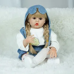 Keimeri 24 Zoll wiedergeborene Puppen 60 cm Stoff Körper Realistische Mädchen Babypuppe zum Verkauf Denim Anzug Doll Kid Geburtstag Weihnachtsgeschenke