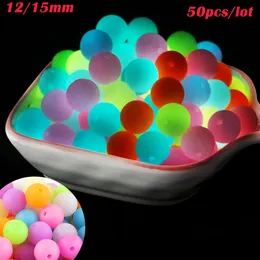 50Pcs/Lot 12/15MM Luminous Silicone Beads For Jewelry Making Bulk Round Silicone Lentil Bead Glow In The Dark DIY Accessories