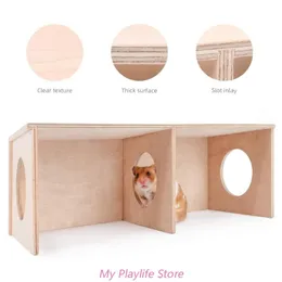 Hamster Wood Hamster Hamster House Cabine não tóxica natural e castelos pequenos Animais Princadeiras Chew Toy Hamster Cage