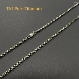 Cadeias Moda de 3 mm Ta1 Pure Titanium Box Chain Charcles para homens unissex sem alérgicos cuidados com a saúde DIY DIY Pandent