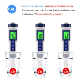 방수 pH 미터 pH 염분 온도 테스트 펜 TDS 수족관 수경법 음료를위한 백라이트